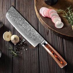 XITUO Nakiri Knife 7inch Damascus Steel Blade Razor Sharp Non-slip Wood Handle Kitchen  Chef Knives Meat Slicing Vegetable knife