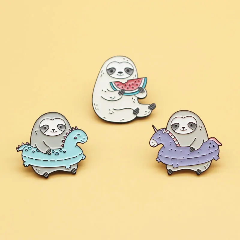 animal sloth brooch and enamel pins Men and women fashion jewelry gifts anime movie novel lapel badges