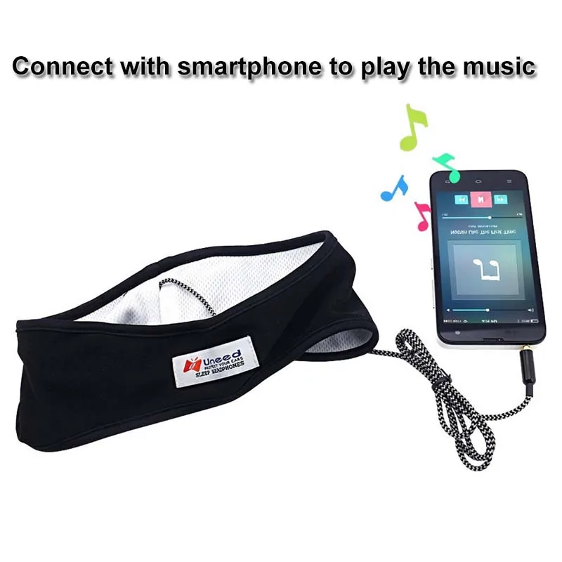 Esportes fone de ouvido máscara de dormir anti-ruído fone de ouvido bandana 3.5mm com fio fone de ouvido leitor de música para smartphone pc