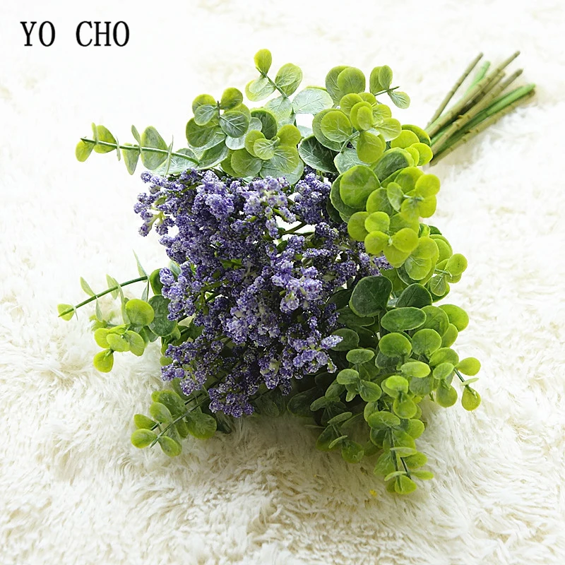 

YO CHO Wedding Bouquet Bridesmaid Babysbreath Bouquets Artificial White Bunch of Flowers DIY Wedding Home Party Office Decor