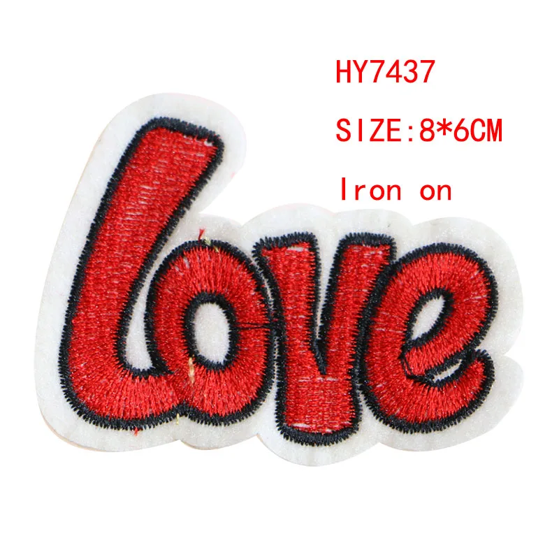 2 Pcs Love Letter Sequin icon Embroidered Iron on Patches for Clothing DIY Stripes Clothes Patchwork Stickers Custom Badges