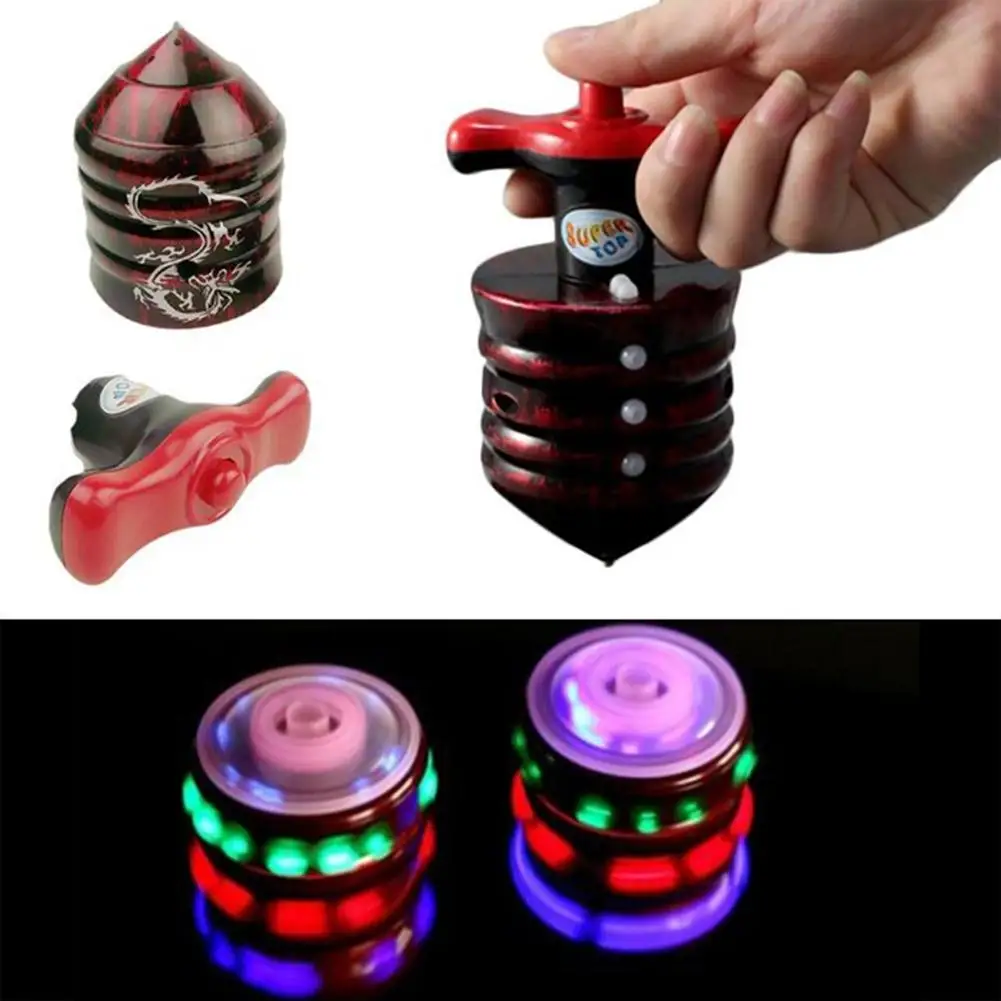 LED Flashing Spined Top Music Gyroscope Gyro Peg Toy Kids Gift Party Supplies Toys for Children Classical toys spinning top