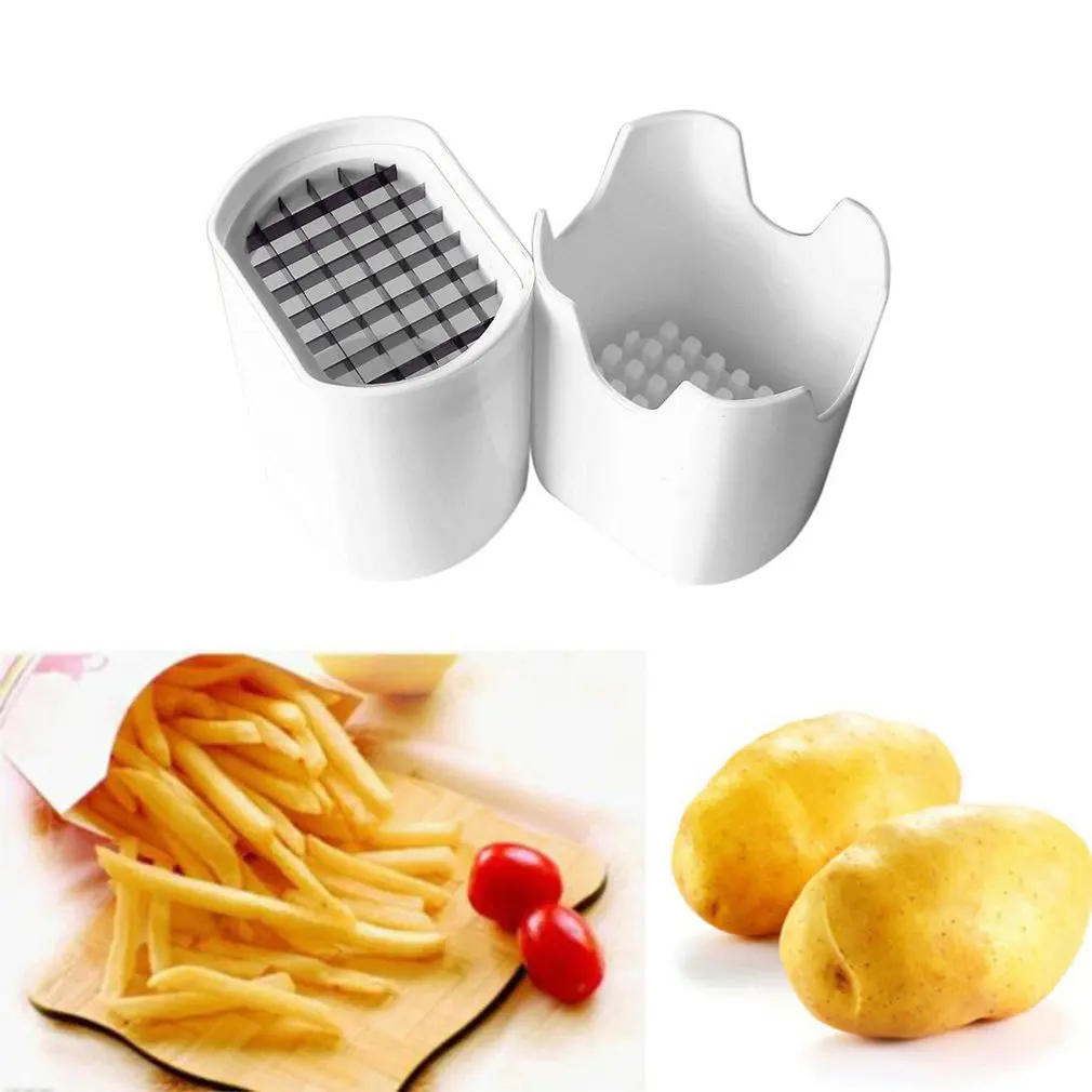 Potato Chips Cutting Box Press Cutter Cup Plastic Slicer Chopper Chips French Fries Making Tool Potato Cutting Kitchen Gadgets