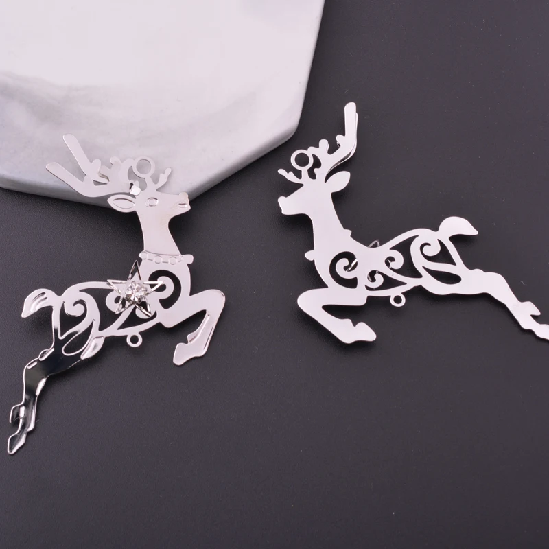 10 Stück hochwertige, rhodinierte 3D-Elch-Verbinder für Weihnachtsdekorationen, Hängedekorationen, Zubehör und Dekorationsmaterialien. – Detail 3