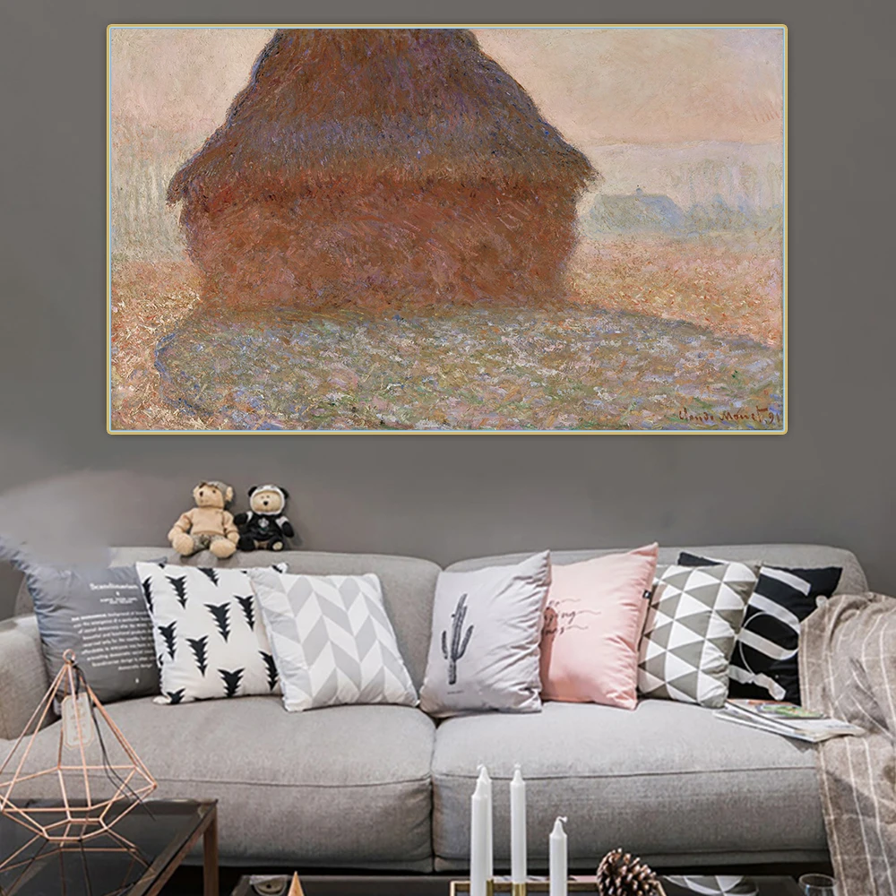 Citon Claude monet《Haystack in the Sunlight,1890》Canvas Oil Painting Art Poster Picture Wall Background Decor Home Decoration