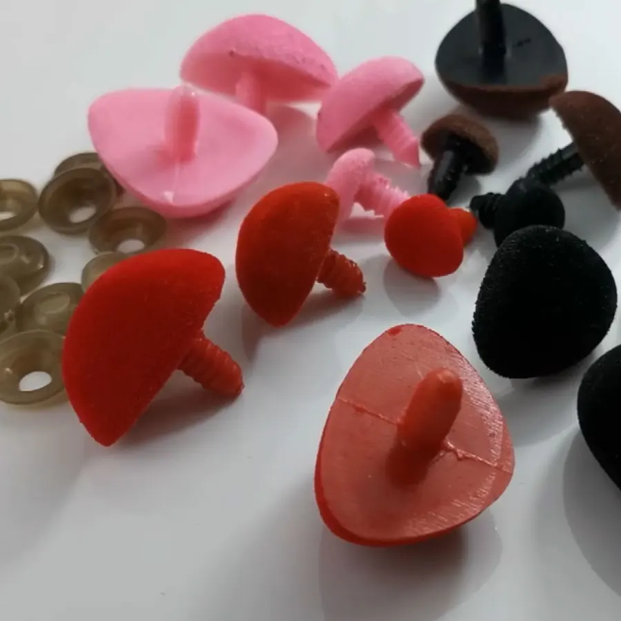 5PCS Pink Red Black Brown Button Flocking Triangular Safety Toy Triangle Velvet Nose Buttons Animal for Bear Puppet Dolls Toys