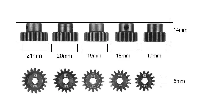 Overtreffen Hobby M1 15T 16T 17T 18T 19T Pinion Gear Set Voor 1/8 Traxxas Redcat tamiya Rc Off-Road Monster Truck 5Mm As Motor