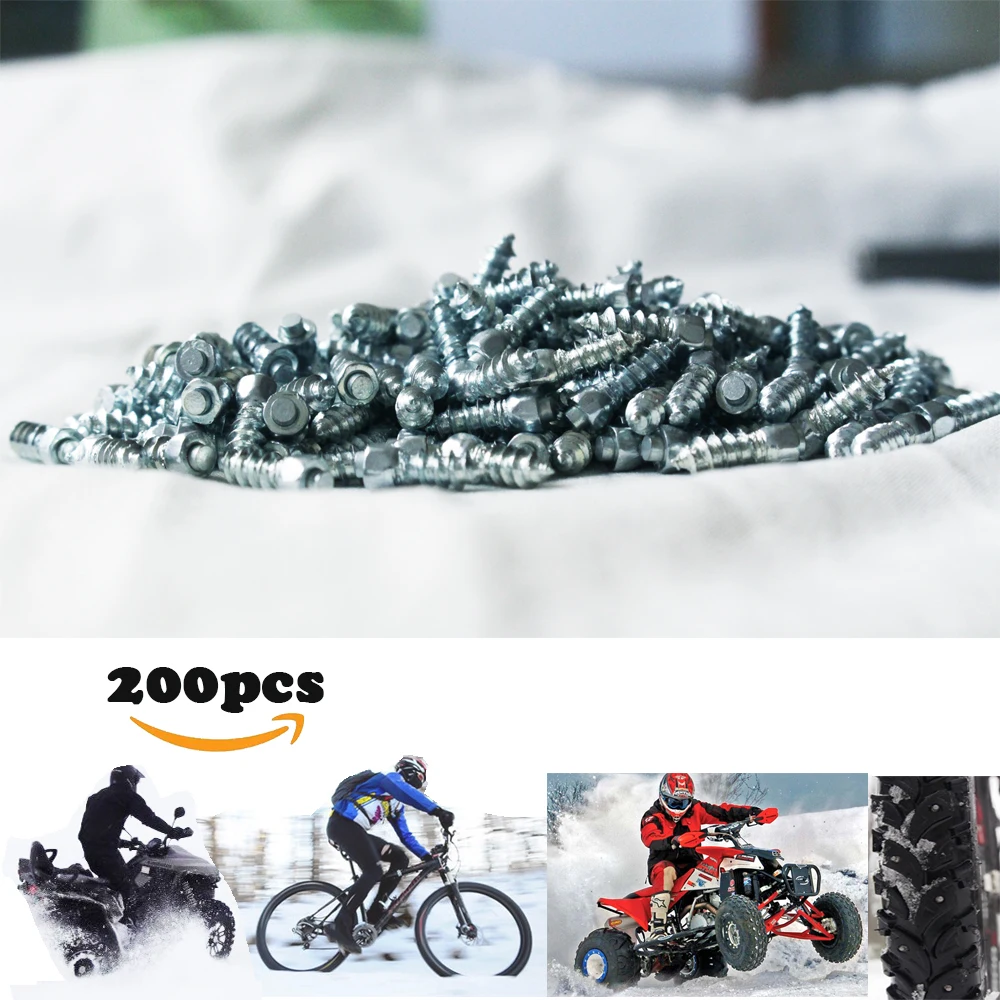 200pcs Tungsten Snow Screw Gripping Spikes Tire spikes Carbide Tyre studs Durable racing Bicycle spikes For Fatbikes boots studs