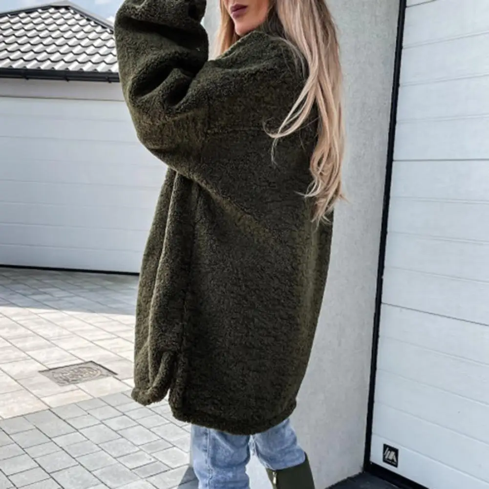 

Jacket Streetwear Long Coat Autumn Winter Single-breasted Casual Warm Pure Color Jacket