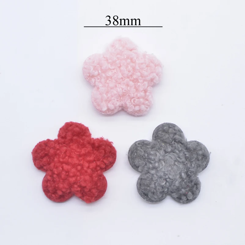 10Pcs 38mm Soft Plush Padded Patches Flower Appliques for DIY Clothes Crafts Hat Bag Gloves Socks Sewing Accessories Patches