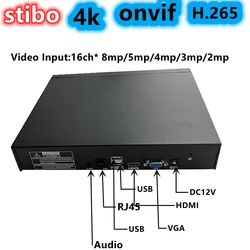 4K 8MP NVR 16CH  onvif ultra H.265 1SATA for ip Camera Network Video Recorder CMS Mobile Monitor P2P UNV Technology