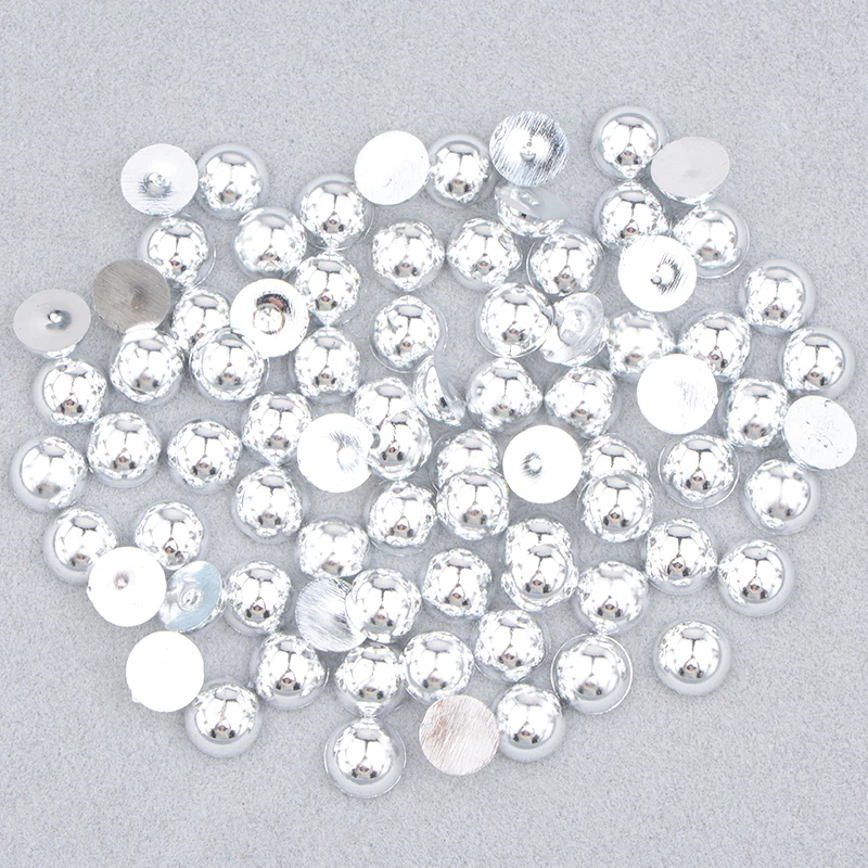 JUNAO 2 4 6 8 10 12 14 mm Różowy AB Półokrągły Flatback Pearl Beads Nail Art Imitation Pearl Stickers Loose Garment Beads