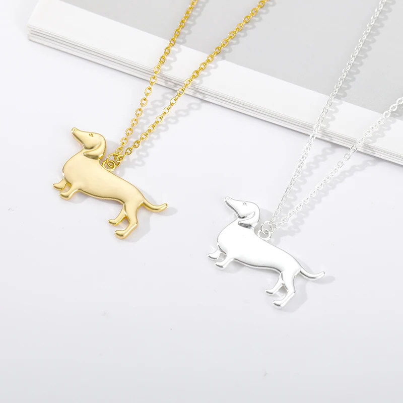 Dachshund Necklace For Women Stainless Steel Sausage Dog Shape Pendant Gold Color Animal Dog Chain Necklace Aesthetic Jewerly