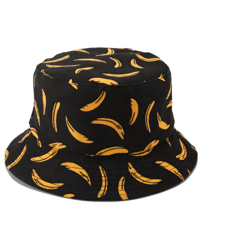 2019 Banana Fruit Print Bucket Hat Fisherman Hat Outdoor Travel Hat Sun Cap Hats for Men and Women 269