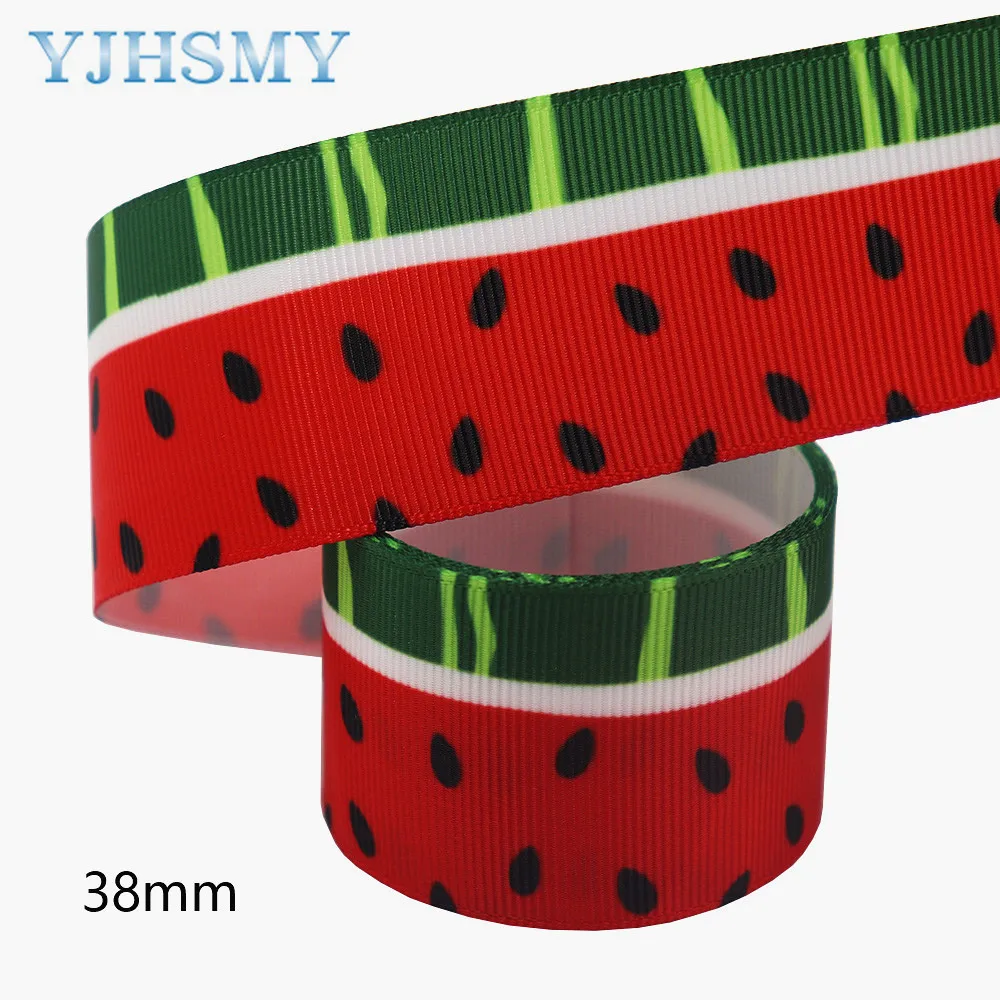 1-1/2 inch 1 inch 5 Yards Watermelon Printed Grosgrain Ribbon Summer Ribbon for DIY Hair Accessories Gift Packaging Party