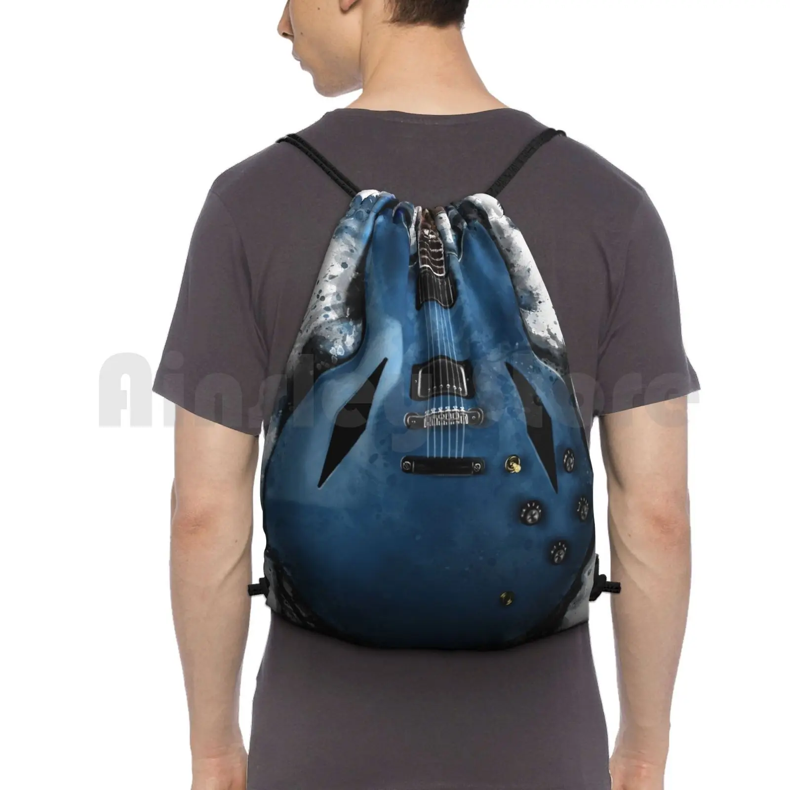 Dave Grohl's Electric Guitar Backpack Drawstring Bag Riding Climbing Gym Bag Dave Grohl Electric Guitar Guitarist N Roll