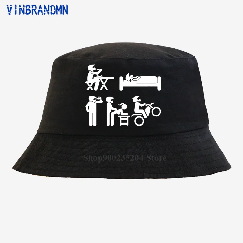 Humor Joke Eat Sleep Drink Make Love Motorcycle Life Bucket hats Funny Dirt Bike Rider fishing hats Motobikers cool Hip Hop hats