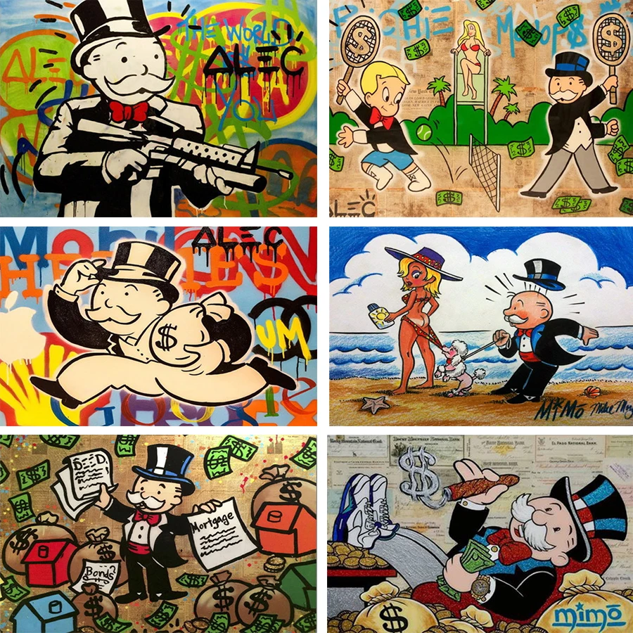 

5D Diy Full Drill Diamond Painting Graffiti Art Alec Monopolies Cartoon Diamond Mosaic Embroidery Cross Stitch Home Decor Gift