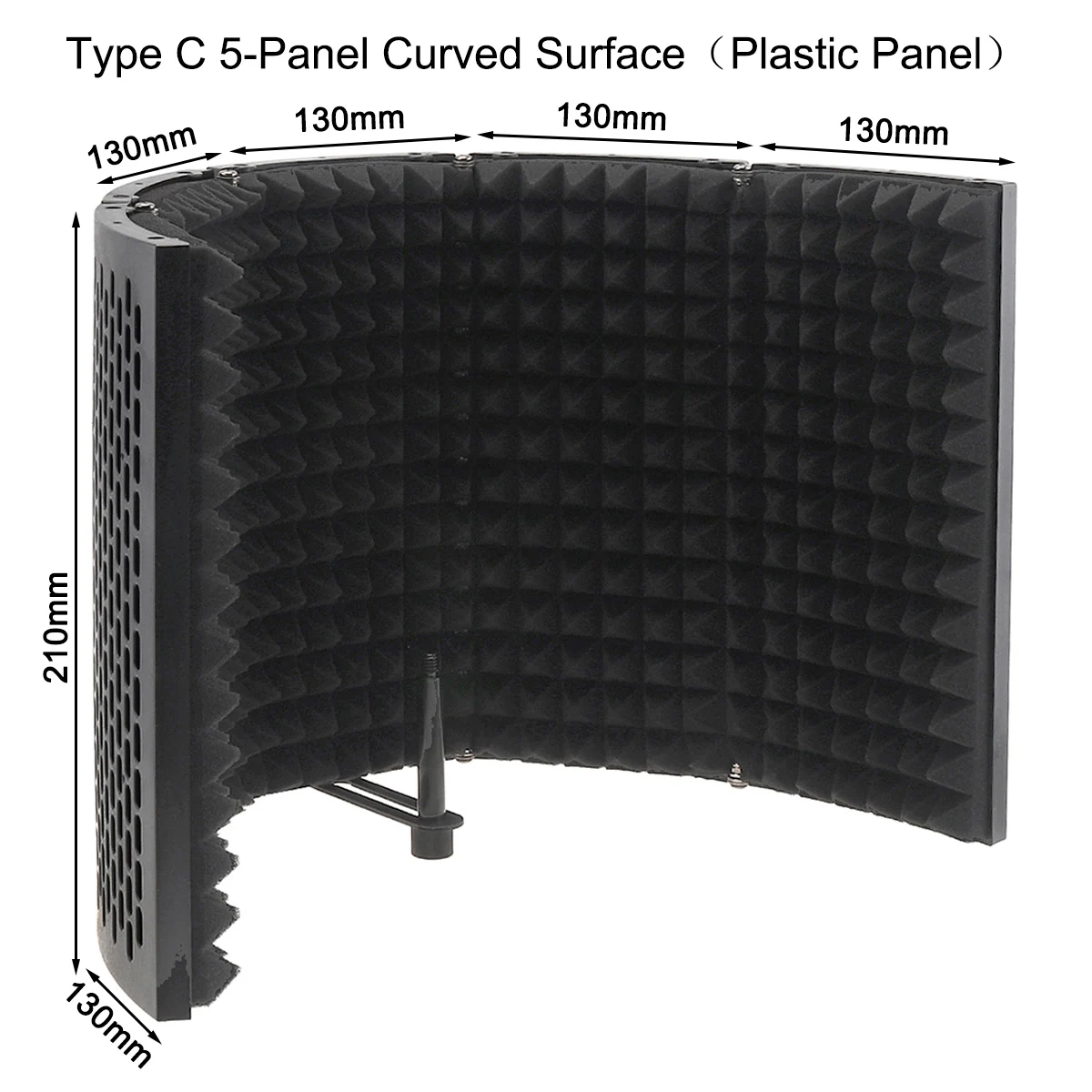 Schermo isolante per microfono in plastica schermo antivento a 3 pannelli con superficie curva pieghevole schiuma assorbente ad alta densità da 3/8 "e 5/8"