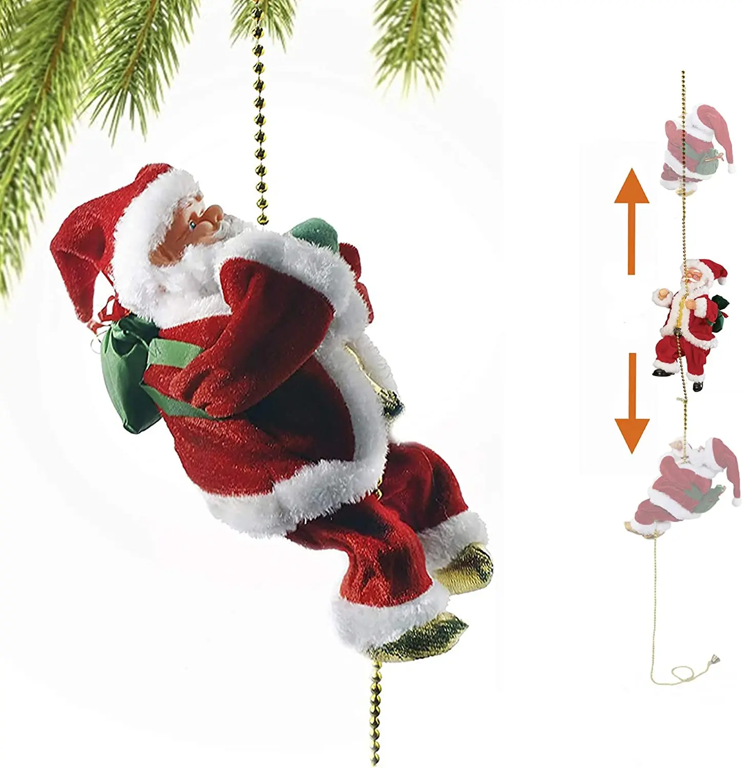 2022 Happy New Christmas Decorations Santa Claus Automatic Climbing On Rope For Home Indoor Shop Xmas Gift Wall Window Hanging