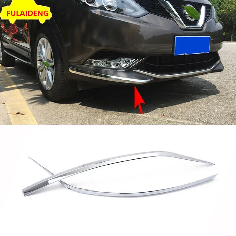 

For Nissan Qashqai 2014-2016 ABS Chrome Front Bumpers Corner Strips Moulding Cover Trim Car Accessories