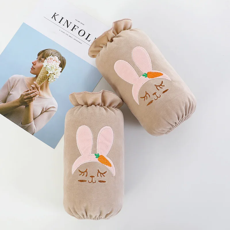 Autumn Winter Women Rabbit Ear Short Embroidered Flannel Sleeve Student Cartoon Rabbit Multi Color Arm Warmers