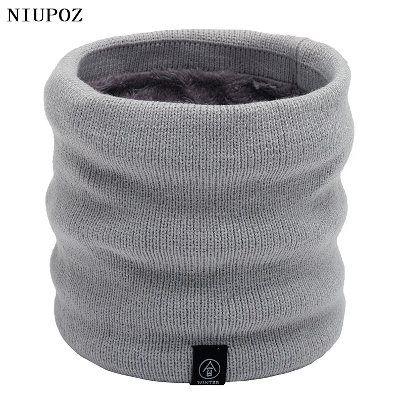 Women Fashion Winter Unisex Warm Solid Knitted Ring Scarf Men Bandana Scarf Headband Plus Velvet