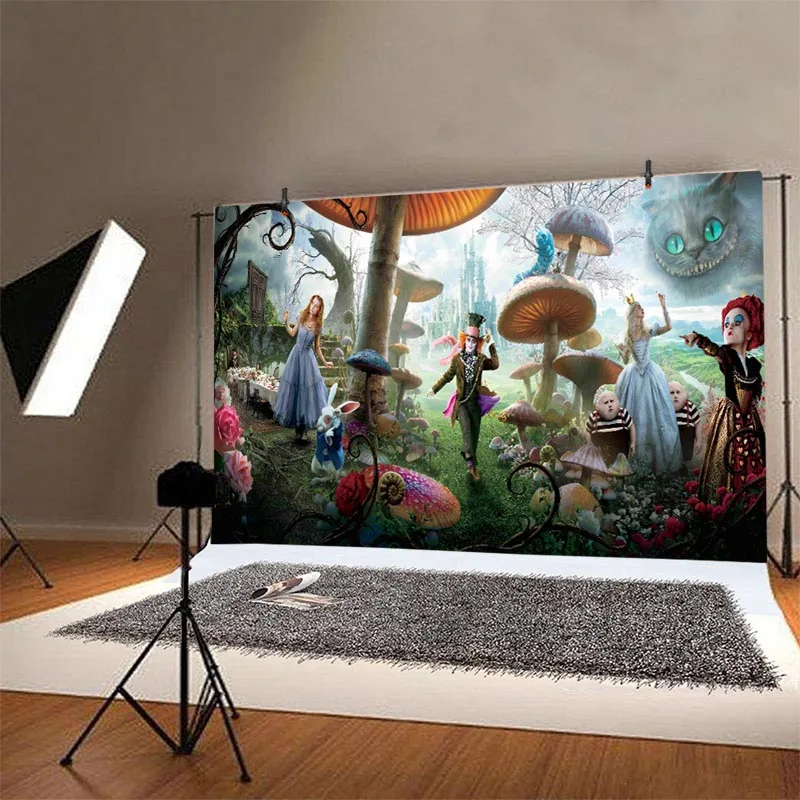 Alice In Wonderland Photography Backdrop Dream Forest Princess Girls Happy Birthday Party Photo Background Banner Decor Supplies