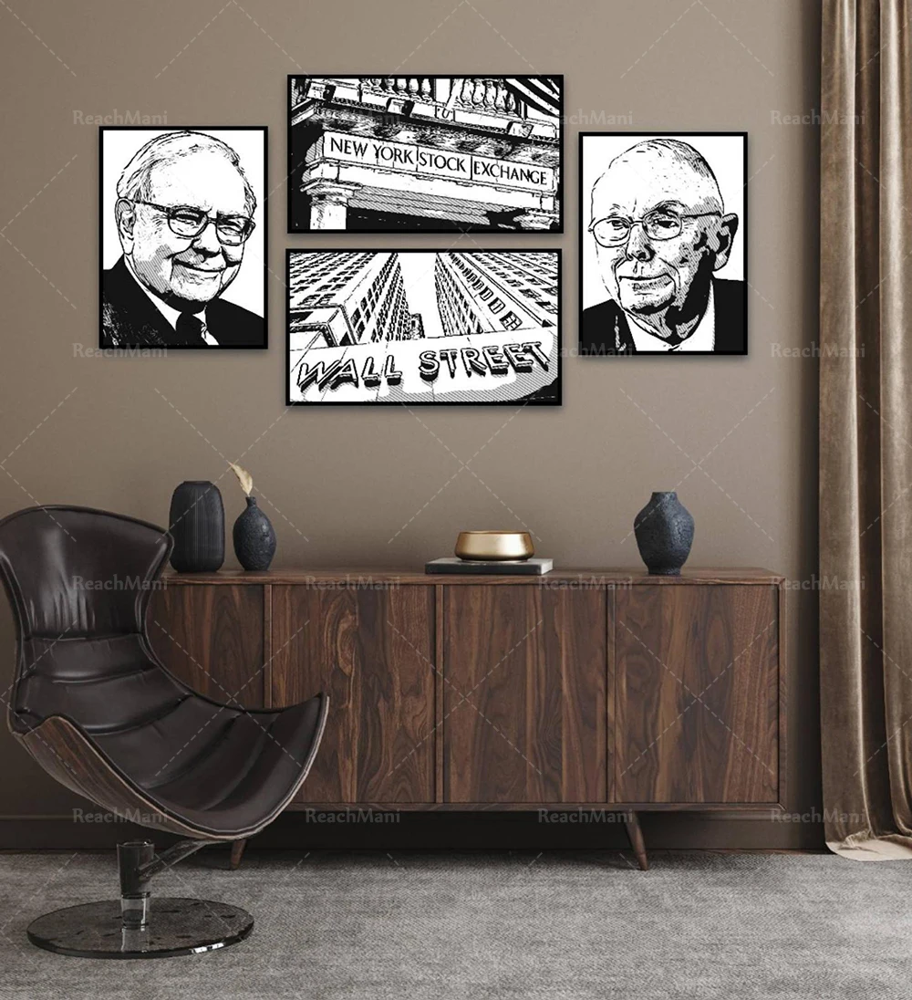 Warren Buffet Charlie Munger Stock Market Wall Street Trading Investment Money Finance Canvas Poster Art