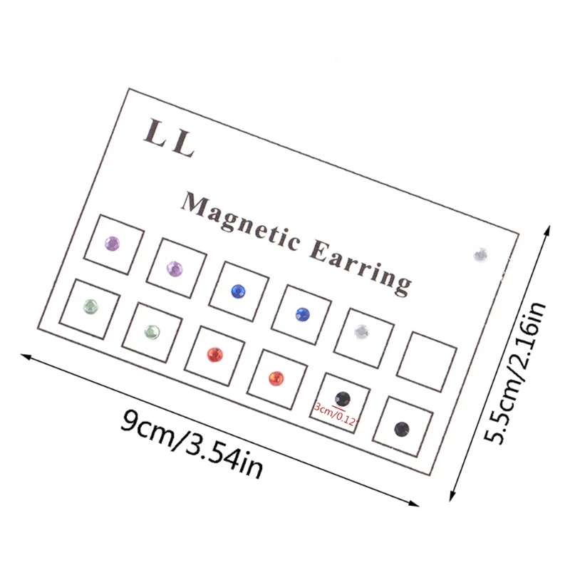 12 قطعة/بطاقة المغناطيس الكريستال القرط الأنف الشفاه Labret مربط وهمية الغشاش غير ثقب 3 مللي متر المغناطيسي قرط الاذن المرصع مجوهرات #6