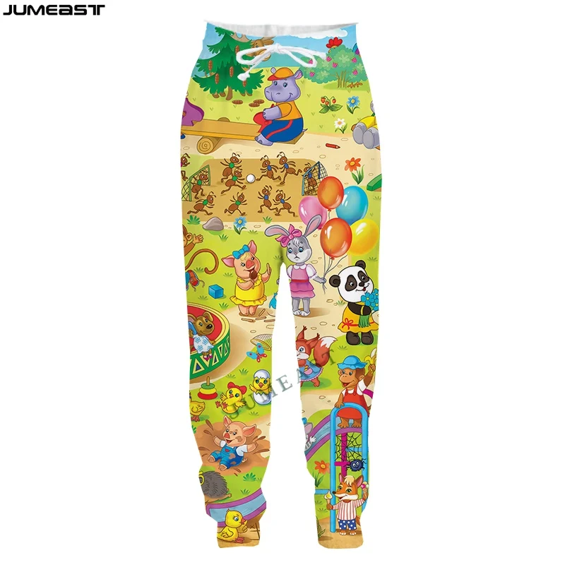 Jumeast Homens 3D Animal Vaca Fazenda Crianças Primavera Outono Streetwear Kid Casual Calças Compridas Esporte Pullover Comprimento Sweatpants Calças