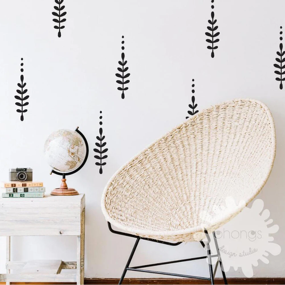 42Pcs BOHO Hand Drawn Floral Wall Sticker Baby Nursery Kids Room Scandinavian Nordic Flower Wall Decal Bedroom Vinyl Home Decor