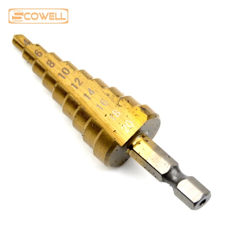 30% OFF HSS Straight Groove 4/8/14 Step Drill Bit Set Titanium Coated Wood Metal Hole Cutter Core Drill Bit Set