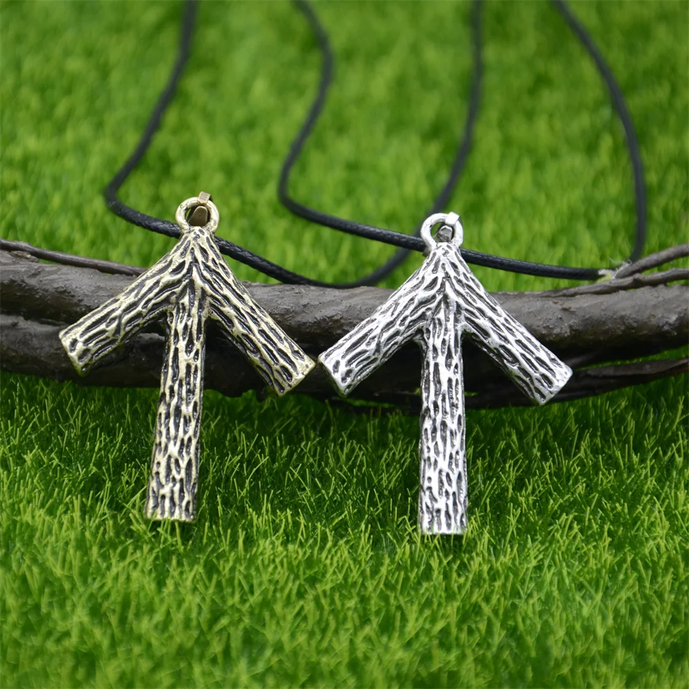 Runic Algiz Branches Divine Protection Sanctuary Viking Mens Jewellery Necklace Charms Pendants Amulet