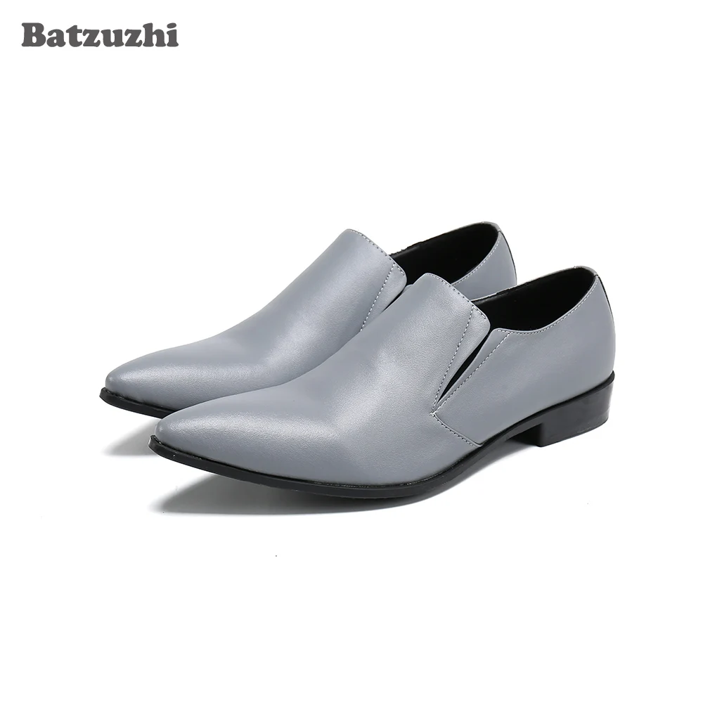 

Batzuzhi Italian Style Fashion Men Leather Dress Shoes Pointed Toe Formal Leather Dress Shoes Men Slip on Business Shoes Men