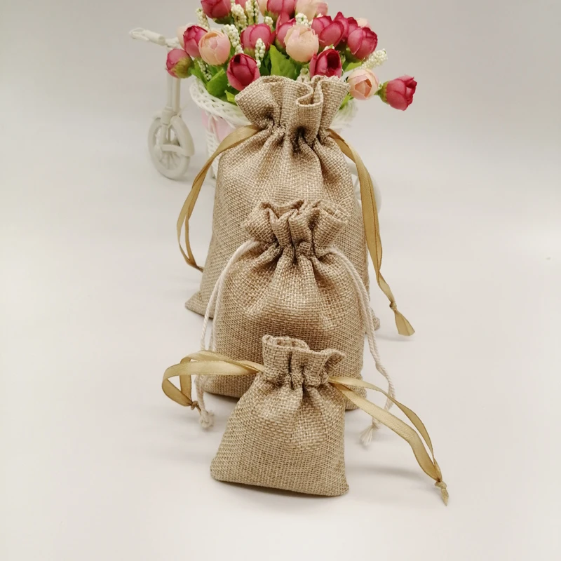 500pcs Jute Zakjes Jute Linen Drawstring Bag Wedding Gift Bag Gift Packaging Bag Jute Bag For Christmas Party Jewelry Pouch Sack