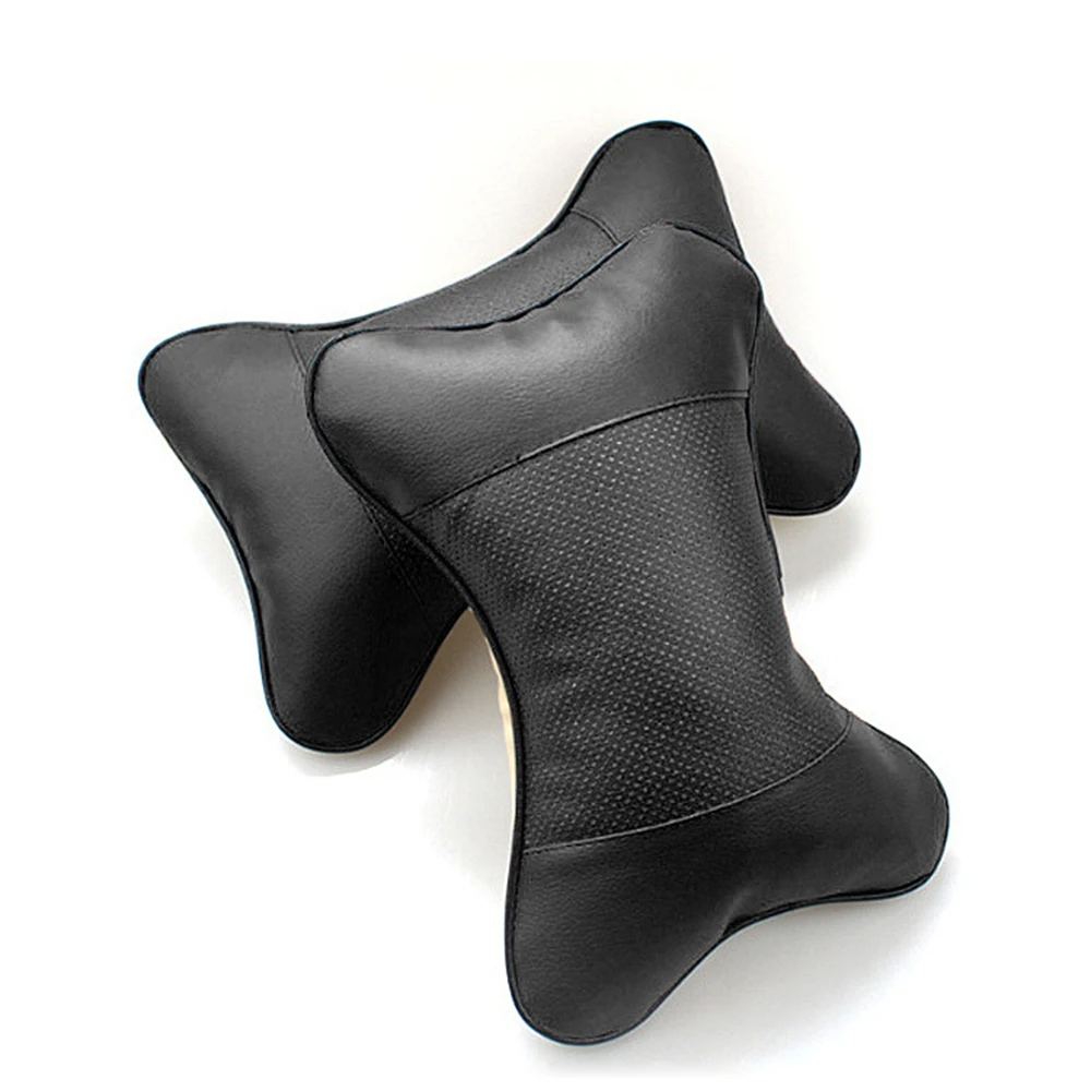 

2 Pieces Universal Car Leather Headrest Cushion Pad Pillows Cushion Supplies Support Neck Auto Safety Pillow