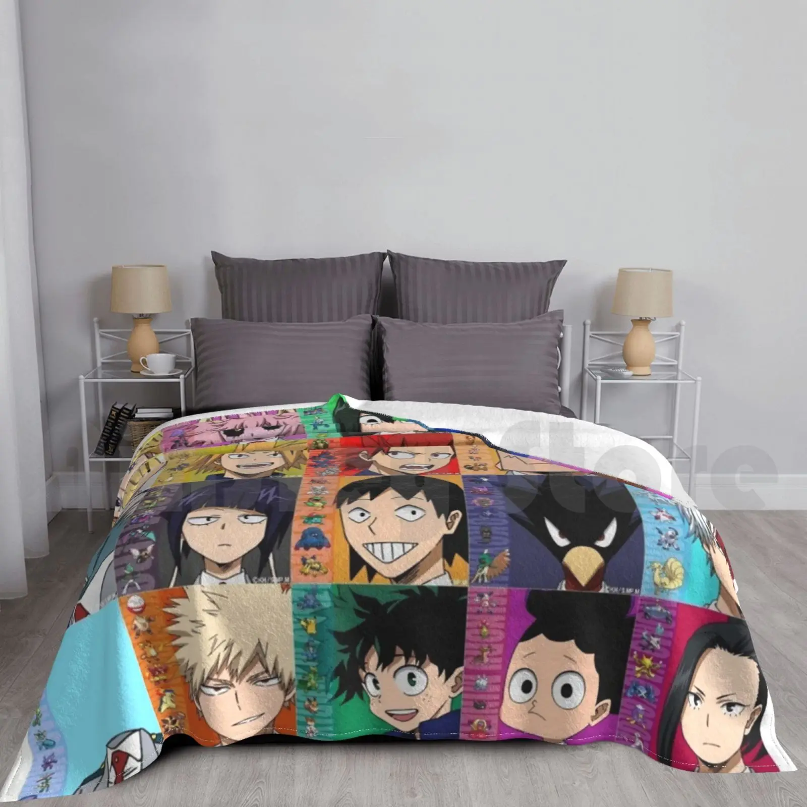 Class 1-A Blanket For Sofa Bed Travel Anime Deku Shoti Todoroki Aizawa All Might Kirishima Cute