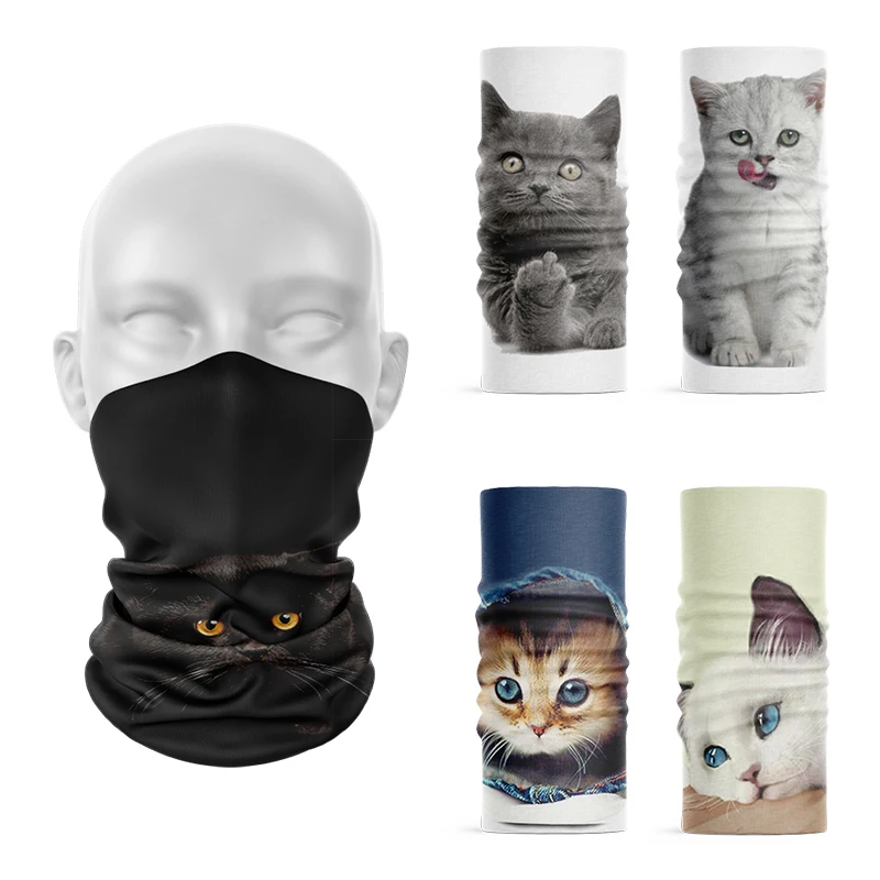 Bande de sauna imprimée en 3D pour femmes et hommes, motif de chaton drôle, bandana de visage, écharpe de sauna tubulaire de sport de cou, style fantaisie