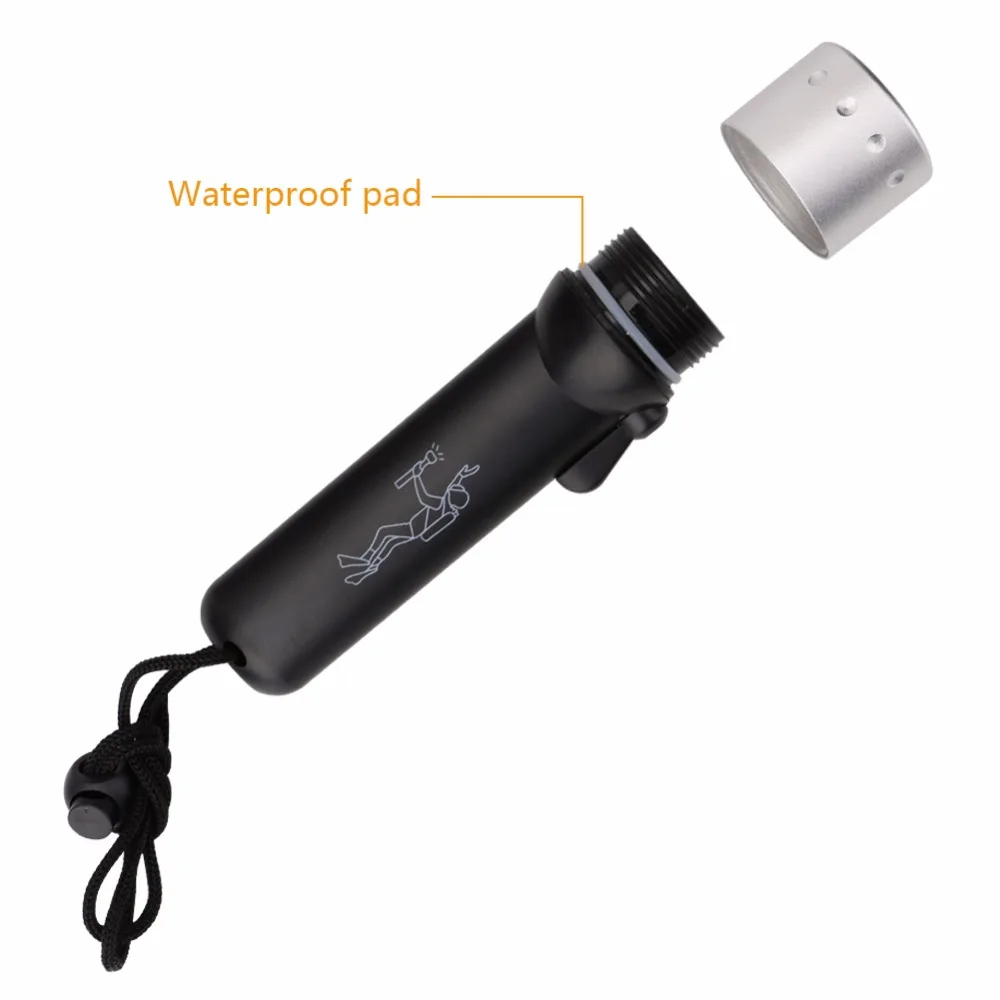 Topcom Plastic Scuba Diving Flashlight AA Battery Powerful Q5 LED Underwater Waterproof Torch Light Lamp