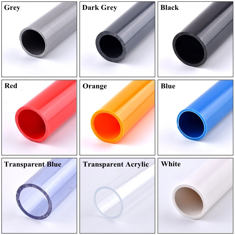 2pcs Length 50cm O.D 20~110mm PVC Pipe Aquarium Fish Tank Black Tube Garden Watering Fittings Planting Frame 9 Colors Choices