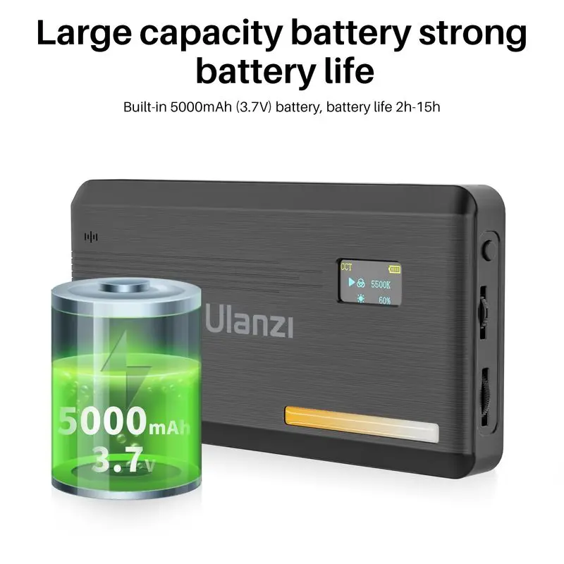 VIJIM Ulanzi LED 비디오 라이트, 소프트 디퓨저 포함, 360 ° 볼 헤드, 5000mAh 2500-9000k 필 패널 램프, 유튜브용 카메라 라이트, VL200