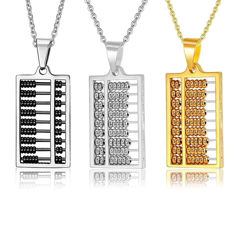 Unisex Creative China Abacus Necklace Stainless Steel Mathematics Pendant For Men Women Gift Jewelry Dropshipping