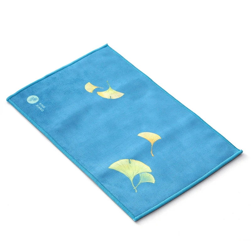 Tea Towel Microfiber Imitation Deerskin Double Layer Kung Fu Tea Set Towels Hand-painted Thickened Cleaning Cloth Kitchen Rag