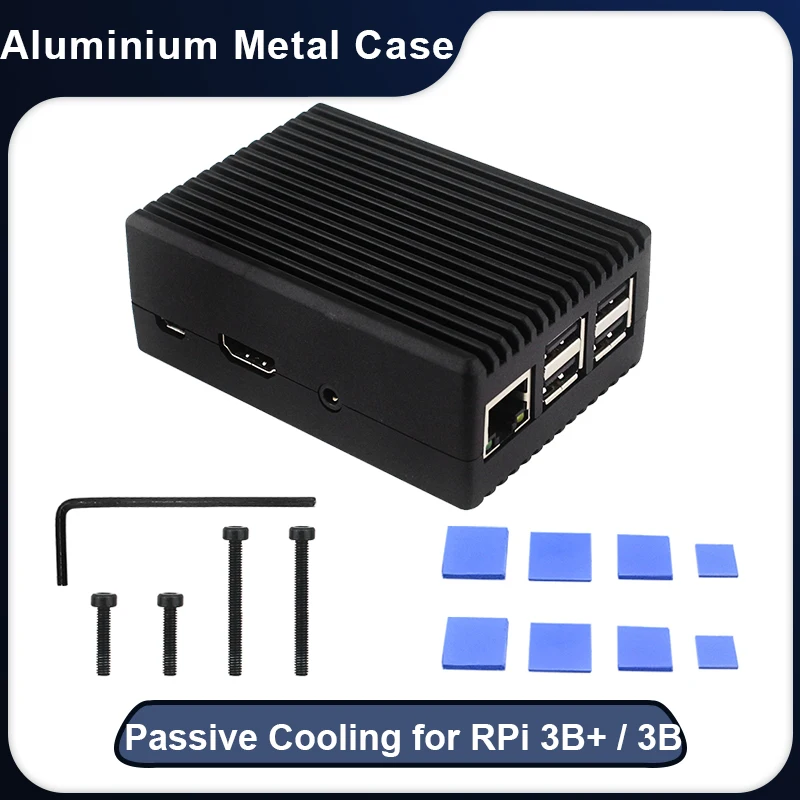 Raspberry Pi 3 Aluminium Metal Case Passive Cooling Raspberry Pi 3B Shell with Heat Sink Enclosure for Raspberry Pi 3B Plus 3B