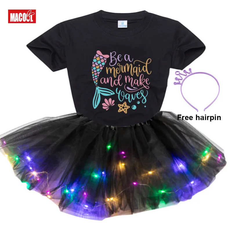 Girl Birthday Tutu Dress Set Princess Dress Girl Kids Dress Set Party Light Birthday Present Christmas Dress Little Girl Costume