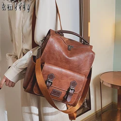 2020 Women Vintage PU Leather Backpacks Vintage Female Shoulder Bags Sac a Dos Casual Travel Ladies Bagpack Mochilas School Bags