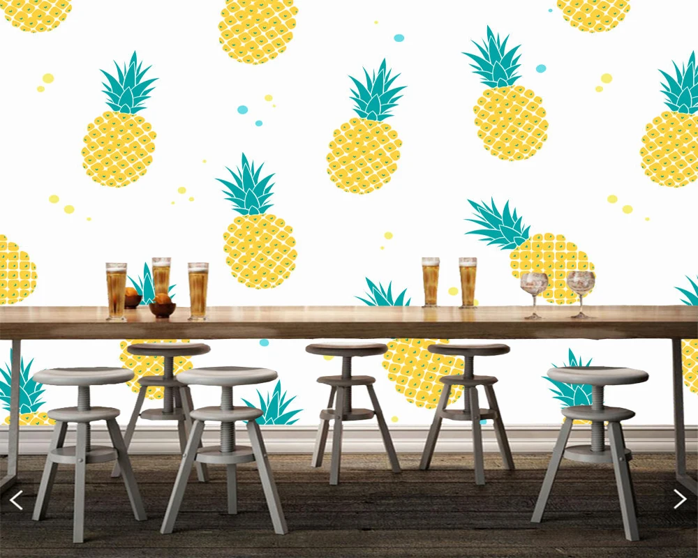 

Papel de pared Pineapple pattern fruit wallpaper,living room tv wall bedroom children bedroom restaurant bar mural