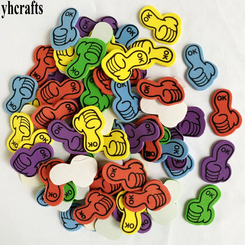 100PCS/Lot Colorful thumb OK foam stickers Reward sticker Positive label Early learning educational kindergarten diy toys Promot