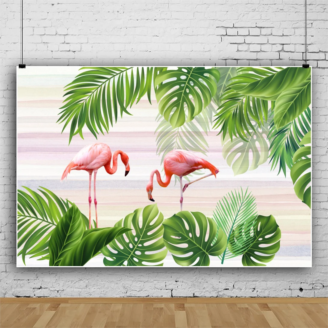 Flamingo Photo Backdrop Tropical Jungle Scenery Baby Shower Child Portrait Photocall Background Interior Decor Photography Prop